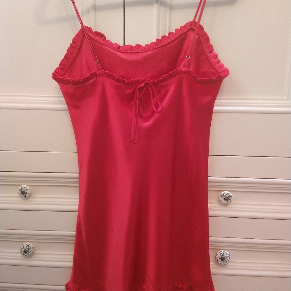 Vintage Victoria's Secret Angel Sz S Red Camisole 100 % Polyester Ruffle Angel - Picture 4 of 10